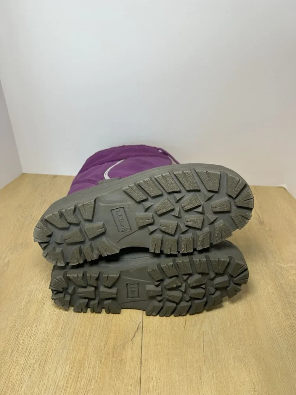 LL Bean Kids Winter Snow Boots Purple Gray Size 4 Warm Insulated Waterproof